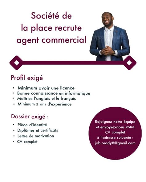 Société de la place recrute Agent Commercial à Djibouti