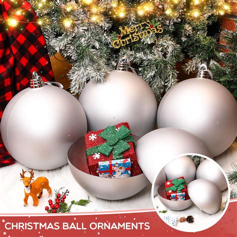 Hiboom 4 Pcs 12 Inch Large Christmas Ball Ornaments Matte Hanging Tree