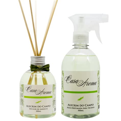 Kit Casa Aroma Alecrim Do Campo Difusor 300ml Perfume Tecido 500ml