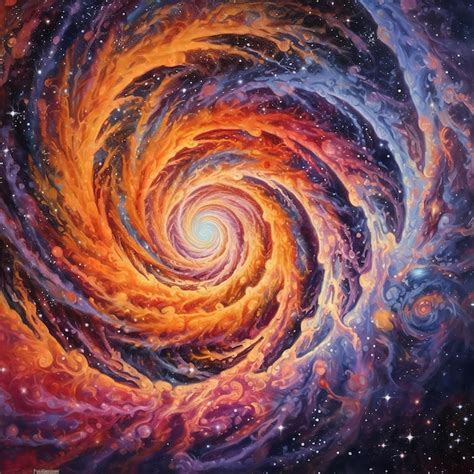 Una Pintura De Una Espiral Con Un Colorido Remolino En El Centro