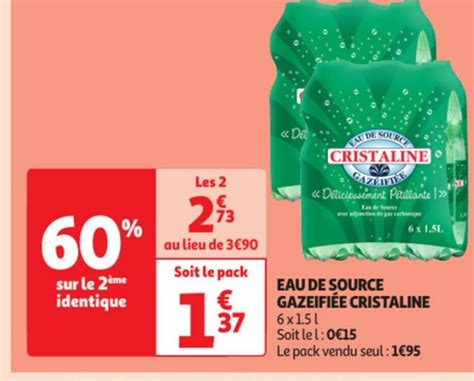 Promo Eau de source gazéifiée cristaline chez Auchan