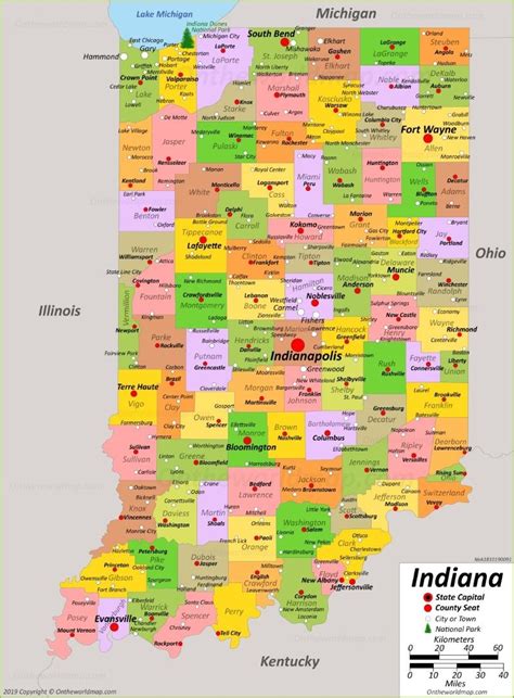 Indiana Map with Major Cities and Roads