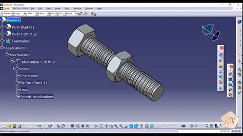 Catia V5 Tutorial For Beginners 3d Nut And Bolt Assembly And Animations Youtube