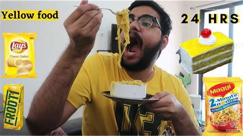 I Only Ate YELLOW FOOD FOR 24 HOURS CHALLENGE COLOUR FOOD CHALLENGE