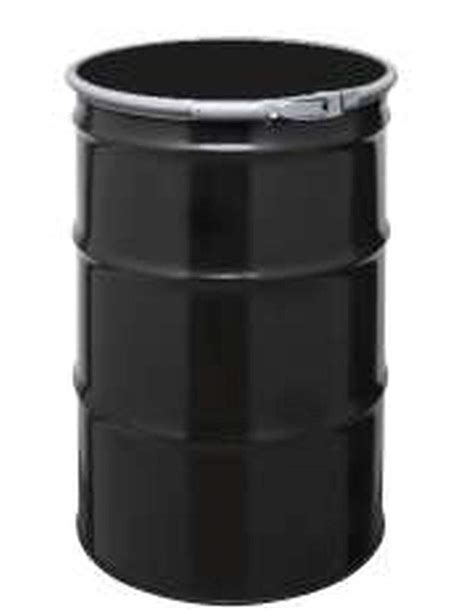 55 Gal Steel Drum Open Head Black With Bungs Lid Cover Lever Lock Ring Closure