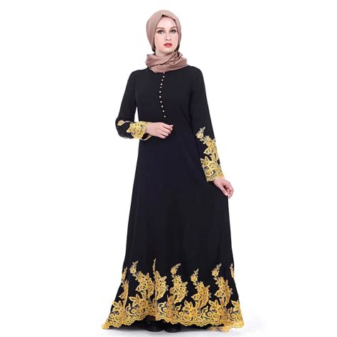 Women Lace Embroidery Muslim Abaya Dress Formal Dubai Kaftan Islamic