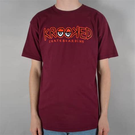 Krooked Skateboards Eyes Skate T Shirt Burgundy Skate Clothing From Native Skate Store Uk