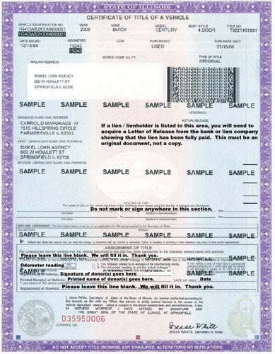 Title For Car Free Printable Documents