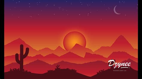 Illustrator Tutorials Sunset Landscape Youtube