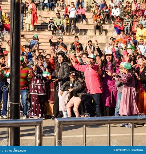 Wagah Border Amritsar Punjab India 02 February 2023 Flag Ceremony