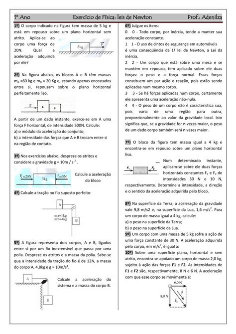 PDF 18979073 Exercicio Leis De Newton DOKUMEN TIPS