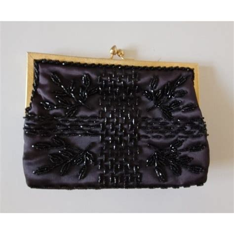 Walborg Bags Walborg Jm Towne Black Beaded Decorated Evening Clutch