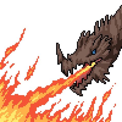 Premium Vector Pixel Art Of Fire Dragon Head