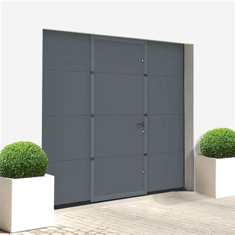 Porte De Garage Sectionnelle Motoris E Lisse Grise Anthracite Avec