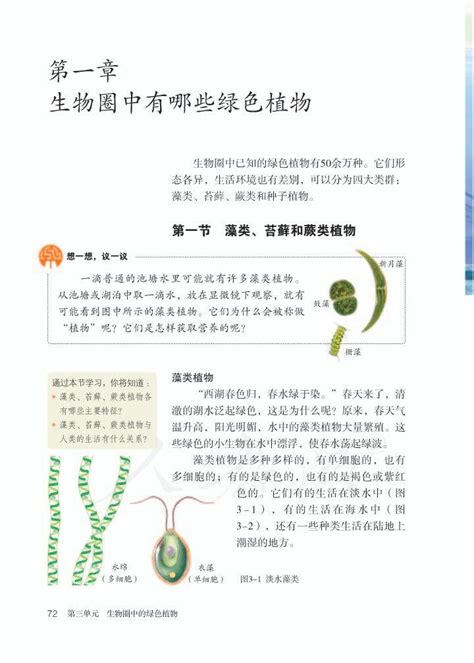 第一章 生物圈中有哪些绿色植物2012年审定人教版七年级生物上册（高清）中学课本网