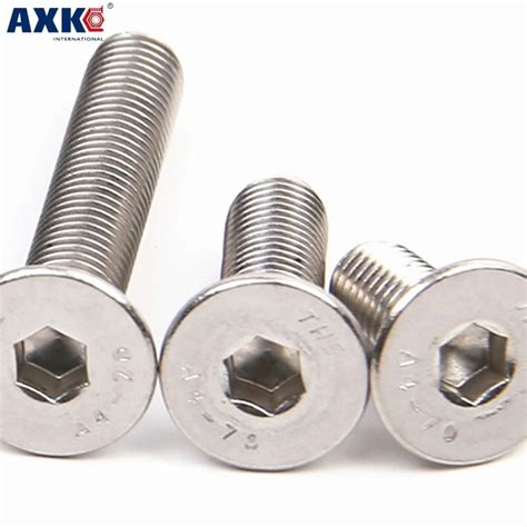 AXK 100pcs 201 Stainless Steel Flat Head Hexagon Socket Head Screw