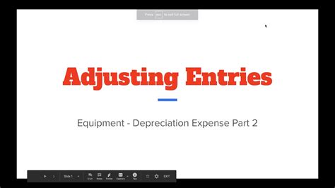 Adjusting Journal Entries Equipment Depreciation Expense Part 2 Youtube