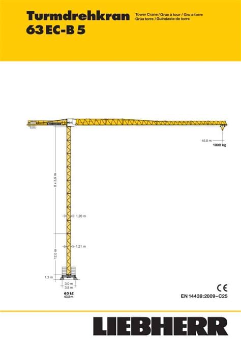 Liebherr Ec B Flat Top Tower Crane Load Chart Capacity Specs