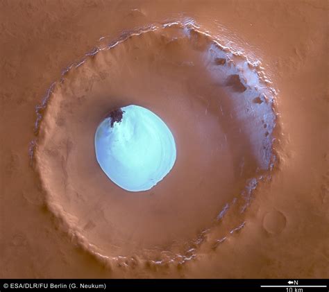 ESA Colour View Of Crater With Water Ice