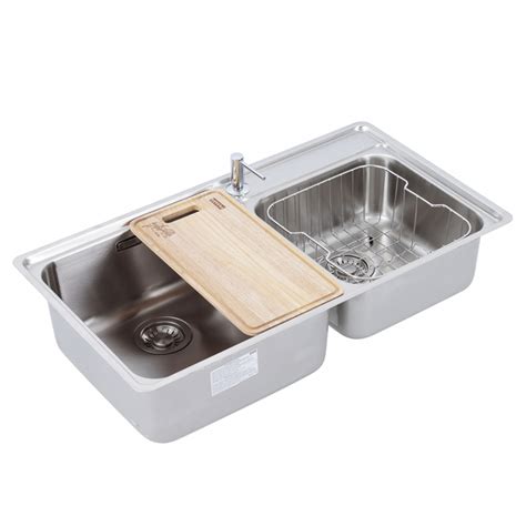 Cuba para Cozinha Dupla de Sobrepor 86x48x20cm Aço Inox 304 Fosco