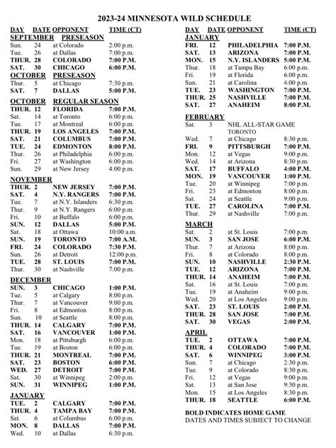 minnesota wild schedule rwildhockey