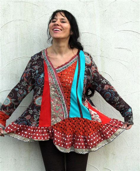 Crazy Fall Patchwork Recycled Dress Tunic Hippie Boho India Etsy