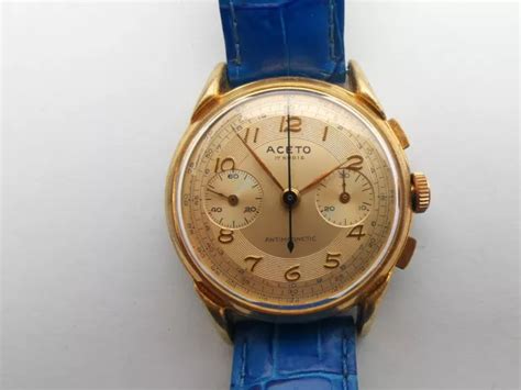 Montre Ancienne Chronographe Aceto Suisse Rare Landeron An