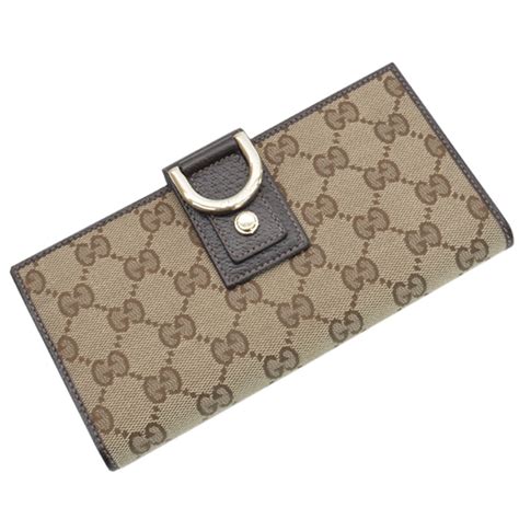 Auth GUCCI GG Canvas Bifold Long Wallet Beige Brown Canvas Leather