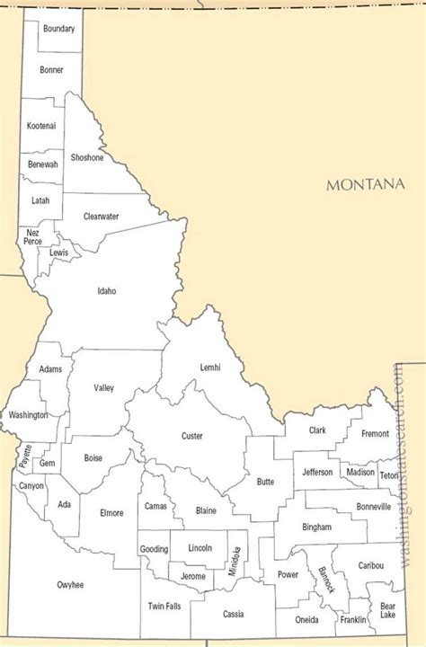 ♥ A Large Detailed Idaho State County Map