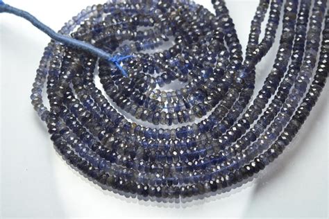 Inches Strand Finest Quality Natural Iolite Micro Faceted Rondelles