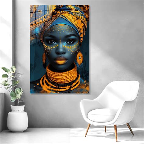 Tempered Glass Wall Art African Woman Colorful Wall Decor Black Woman Wall Decor African