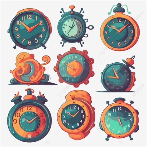 Clocks Clipart Cartoon Clocks Collection Set Vector Cartoon Clipart