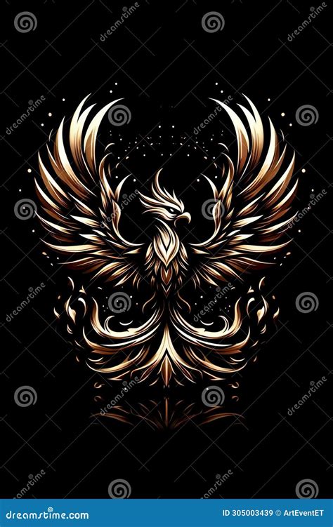 Burning Bird Phoenix Rising Form Flames And Fire Stock Illustration