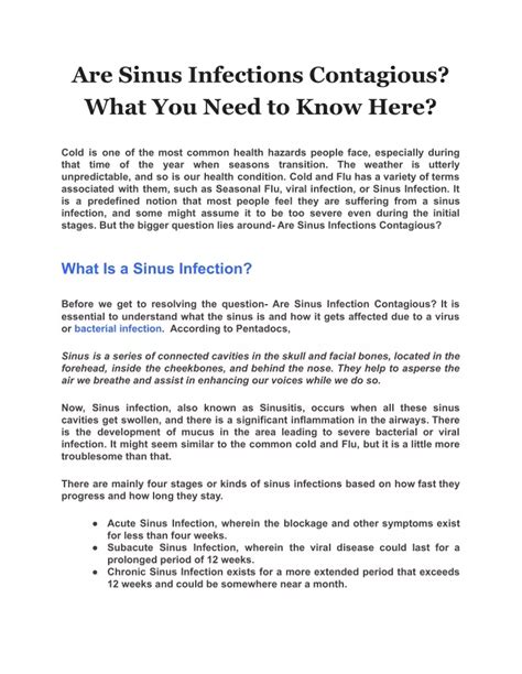 Ppt Are Sinus Infections Contagious What You Need To Know Here Powerpoint Presentation Id