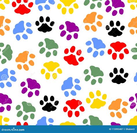 Beautiful Background With Colored Prints Of Cat Paws Colorful Cat