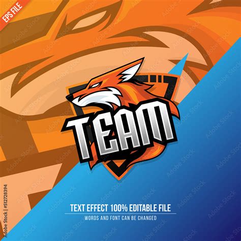 Editable Text Effect Esport Logo Team Fox Squad Stock Vector | Adobe Stock