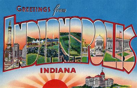 Greetings From Indianapolis Indiana Large Letter Postcard Via