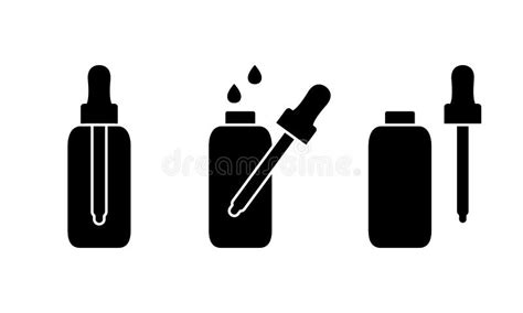 Serum Or Oil In Dropper Bottle Silhouette Icons Set Stock Vector