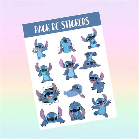 Stickers Decorativos Stitch Pack X12 Estilo Personalizado