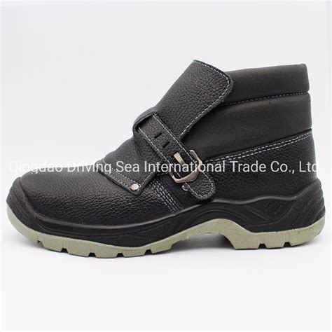 Black Embossed Leather Pu Sole Safety Shoes With Dual Density China