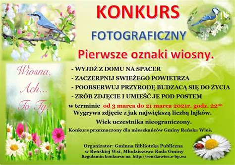 Konkursu Fotograficzny Pierwsze Oznaki Wiosny Oraz Wyniki Gminna