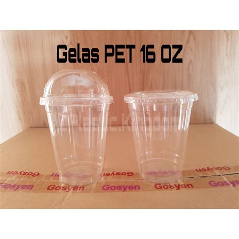 Jual MIN KELIPATAN PER 50 PCS Gelas Plastik Cup PET 16 Oz Tutup