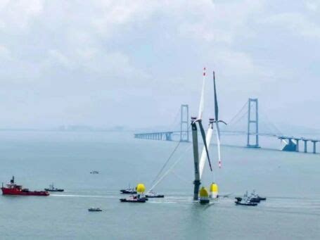 OceanX Giant Floating Dual Rotor Wind Turbine Goes To Its Offshore