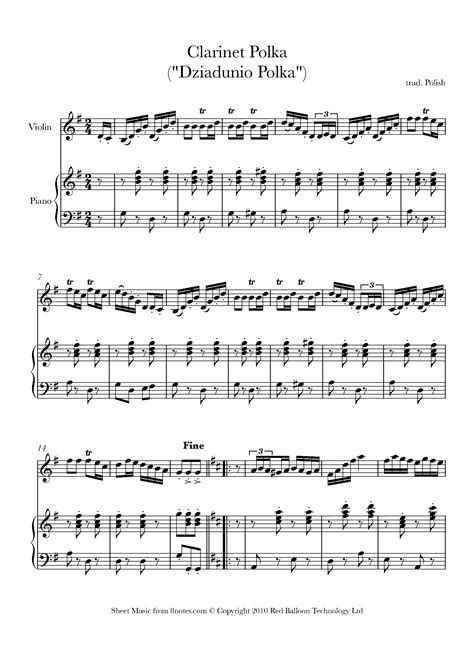 Clarinet Polka Sheet Music For Violin