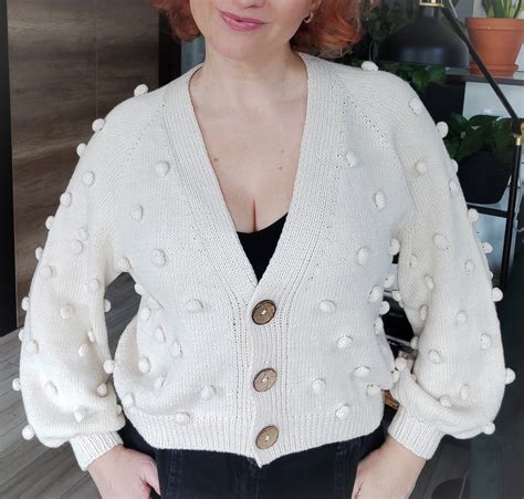 Knitting Pattern Bubble Joy Cardigan In Polish PDF With Buttons And