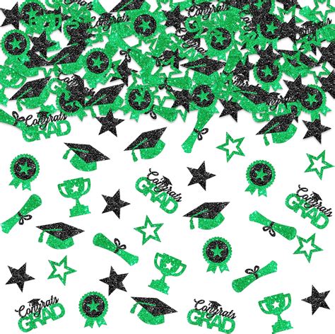 Amazon Katchon Glitter Green And Black Graduation Confetti