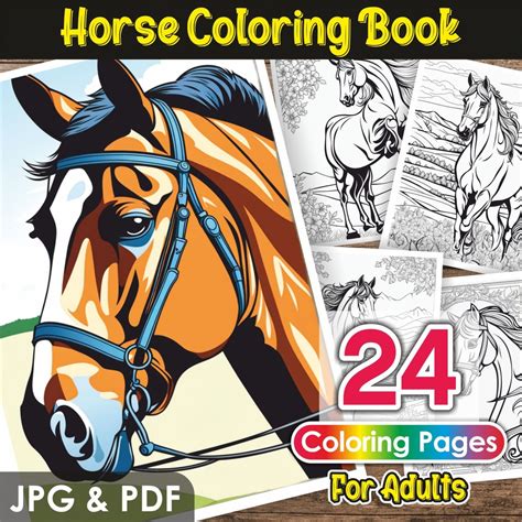 Horse Coloring Book 24 Horse Coloring Pages for Adults Instant Download ...