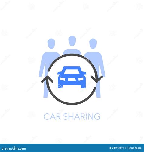 Simple Visualised Car Sharing Symbol with a Group of People and a
