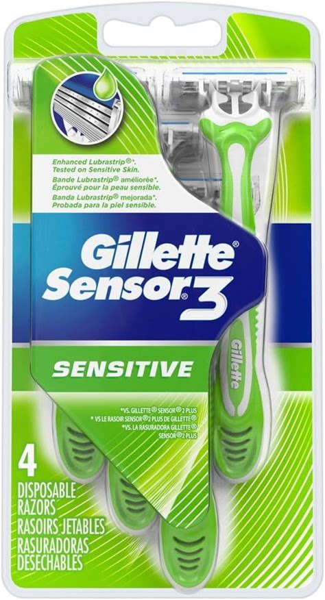 Gillette Mens Sensor 3 Sensitive Disposable 4 Count 6 Pack Beauty And Personal Care