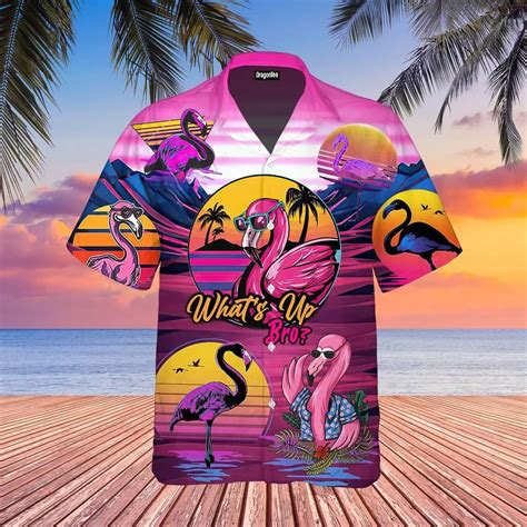 Estate Nuova Camicia Da Uomo Hawaiana 3d Cartoon Flamingo Camicia Da